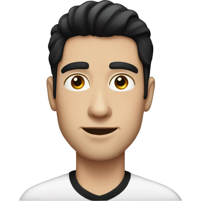 Realistic white guy with black hair and black clothes emoji