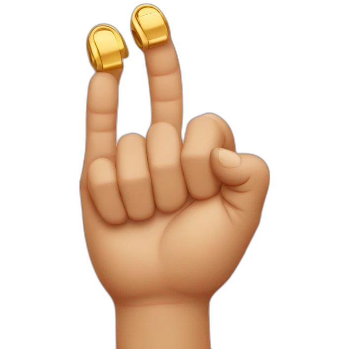 Thumb with a bigg gold ring on the thumb emoji