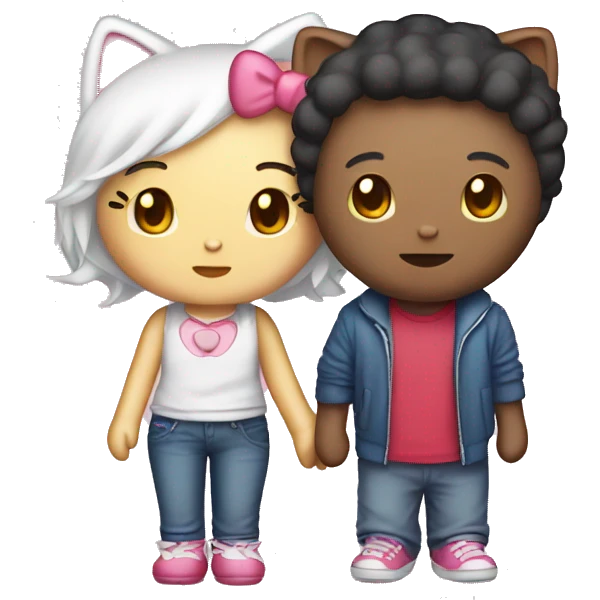 hello kitty with her boyfriend kitty emoji