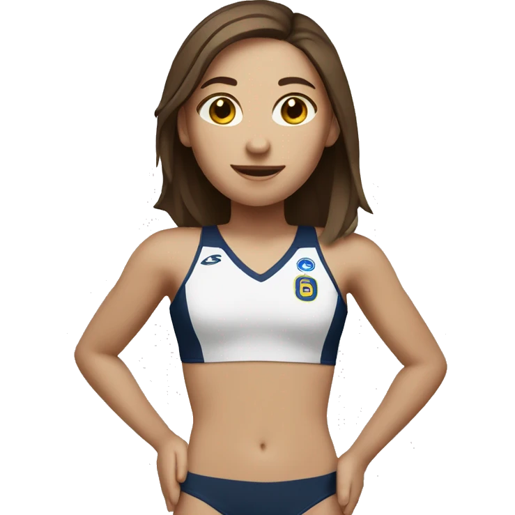 Girl with white skin and brown hair playing volleyball emoji