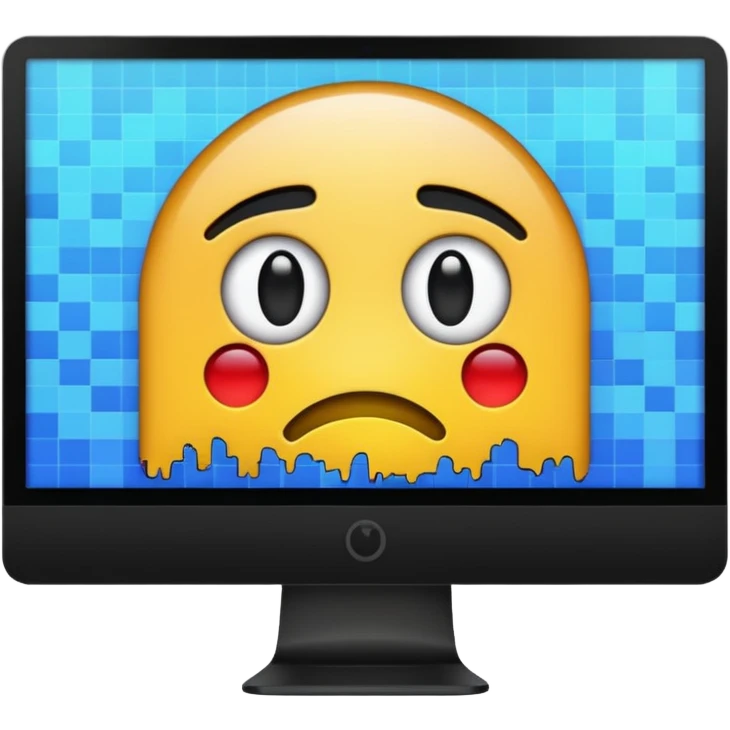 make a computer screen with a error emoji no face like a glitch emoji