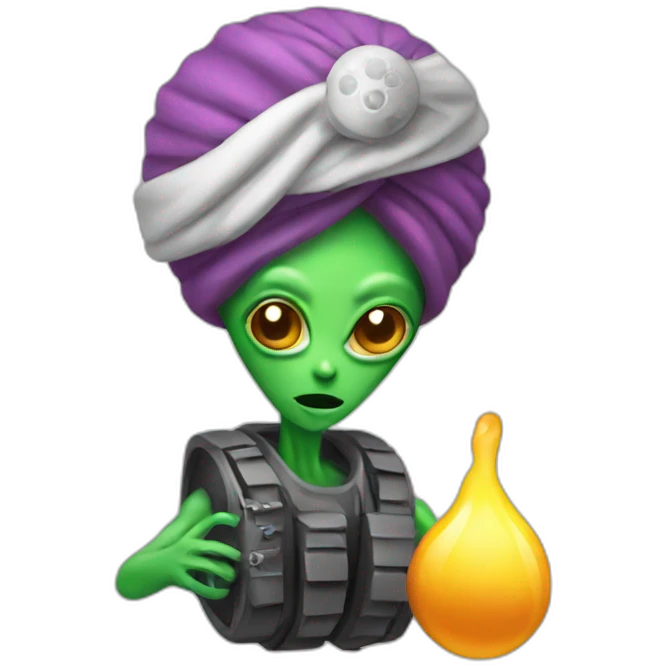 alien with turban holding bomb emoji