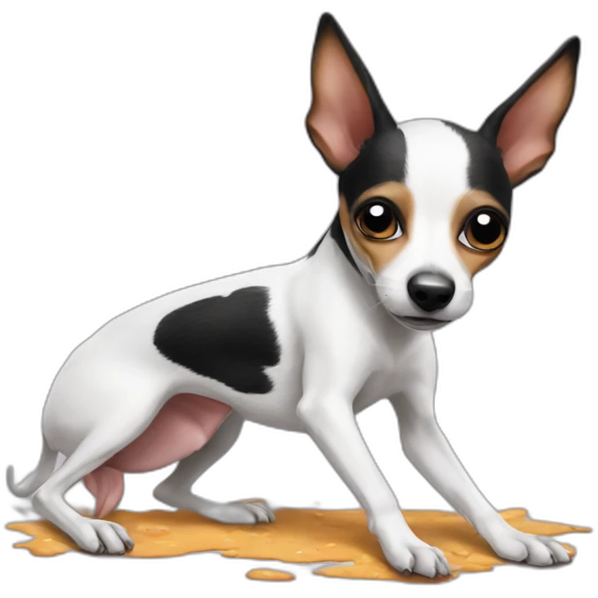 rat terrier playing dead silly on back emoji