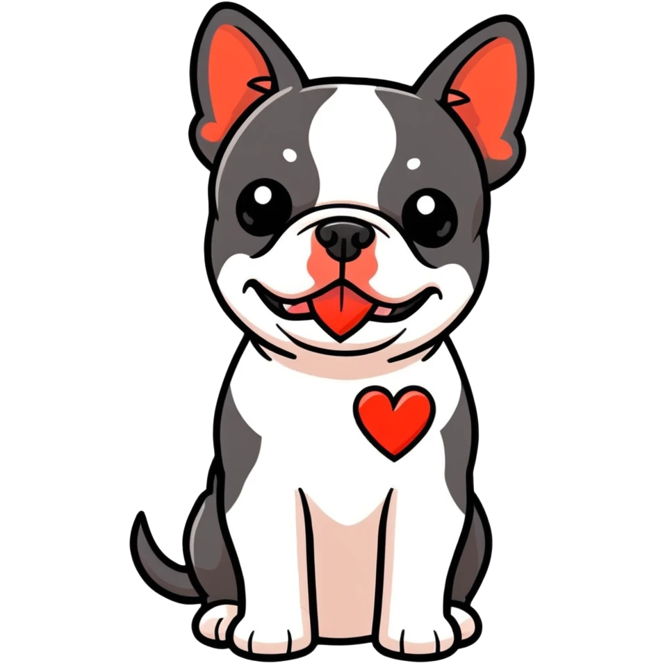 Red Boston terrier heart emoji