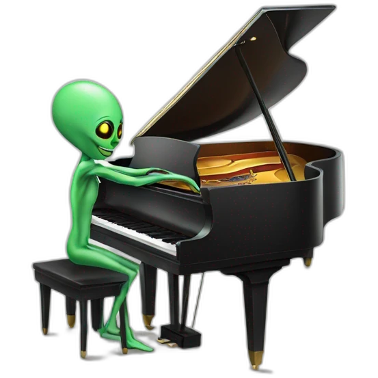 An Alien play cello on a piano emoji