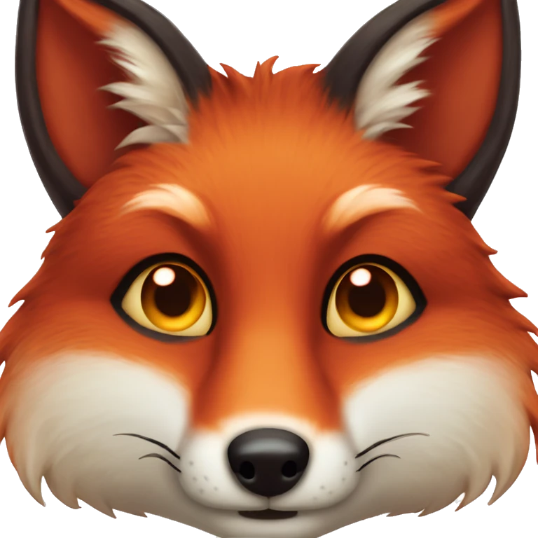 deep lush red fox face with tiny red heart instead of eyes emoji