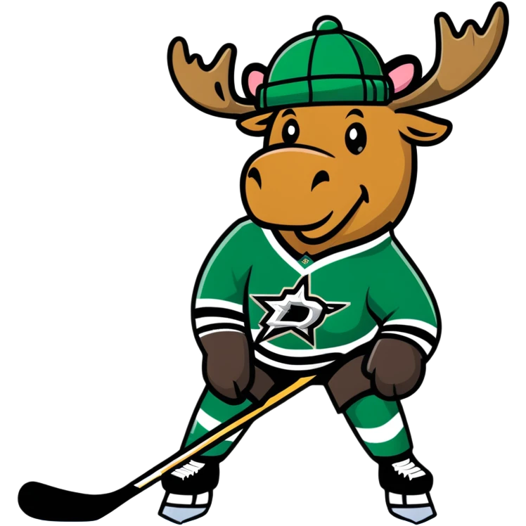 Dallas Stars Moose playing hockey with hats emoji