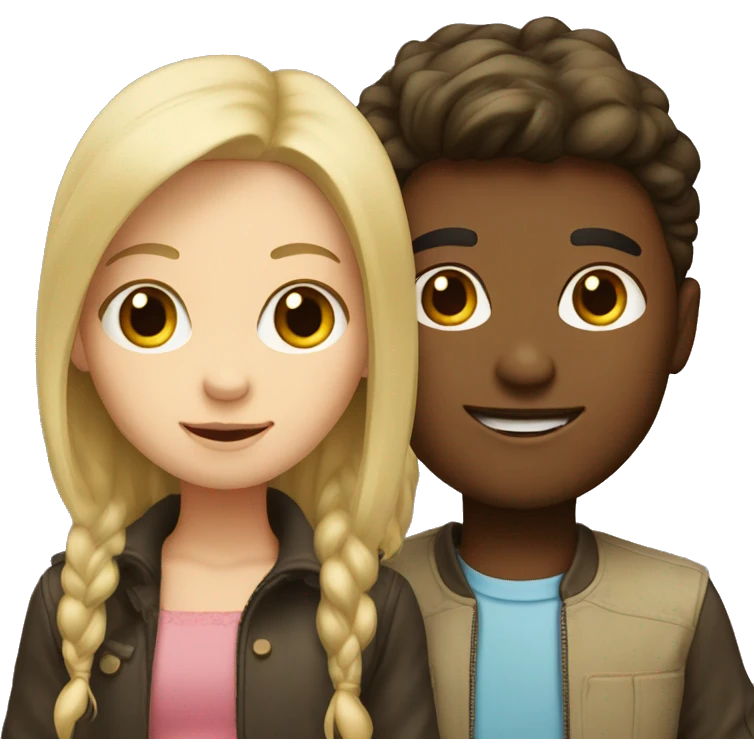 blonde boy and brunette girl emoji