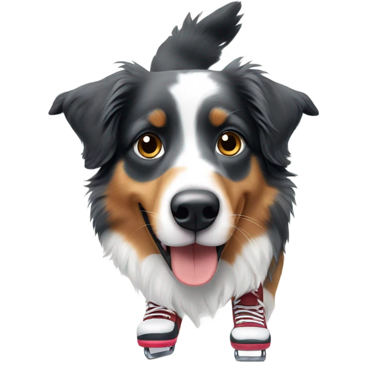 Australian shepherd with ice skates on emoji