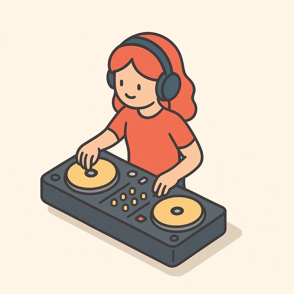 girl playing DJ set emoji