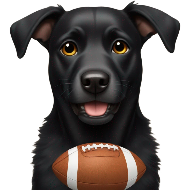 Black dog with football emoji