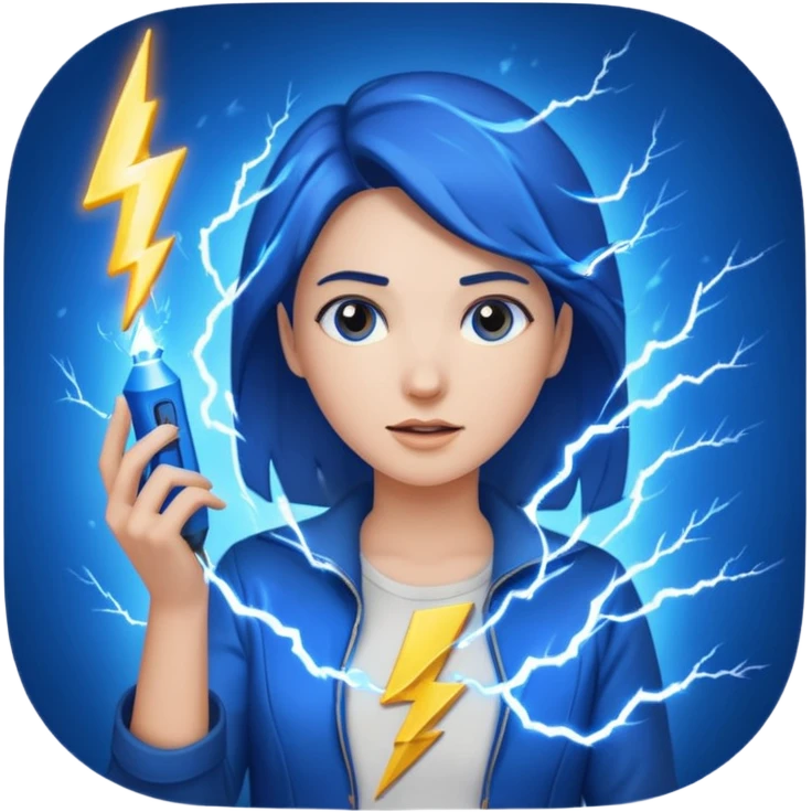 woman holding lighting emoji