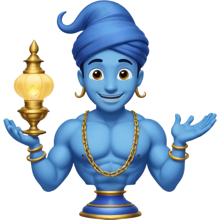 Blue genie coming out of a lamp from Aladdin  emoji