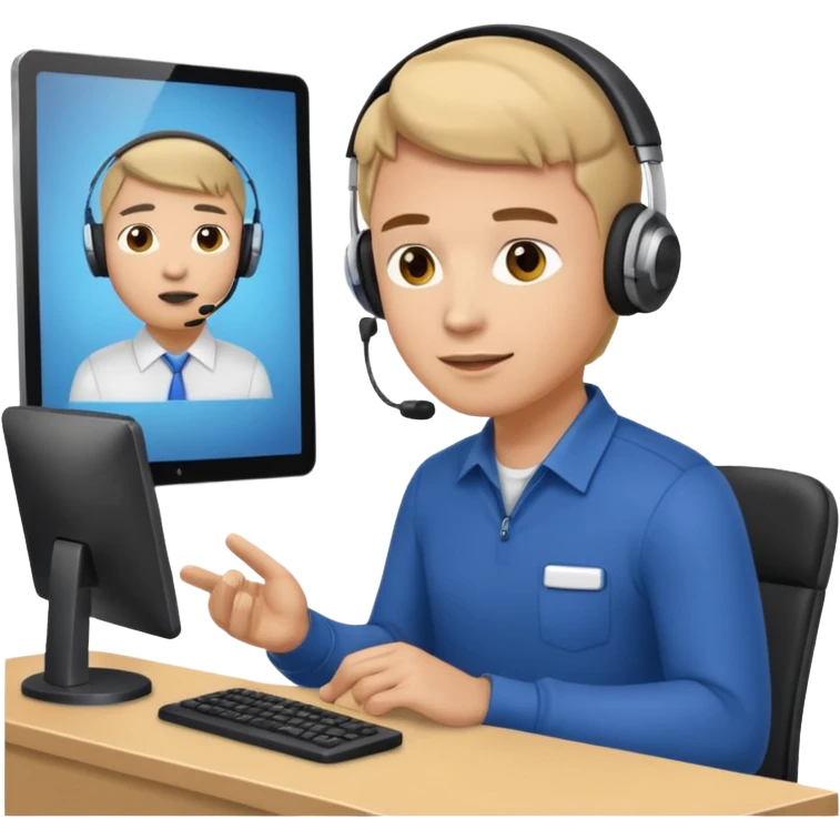 A male customer who has a product service request wanting information on one of two products? emoji