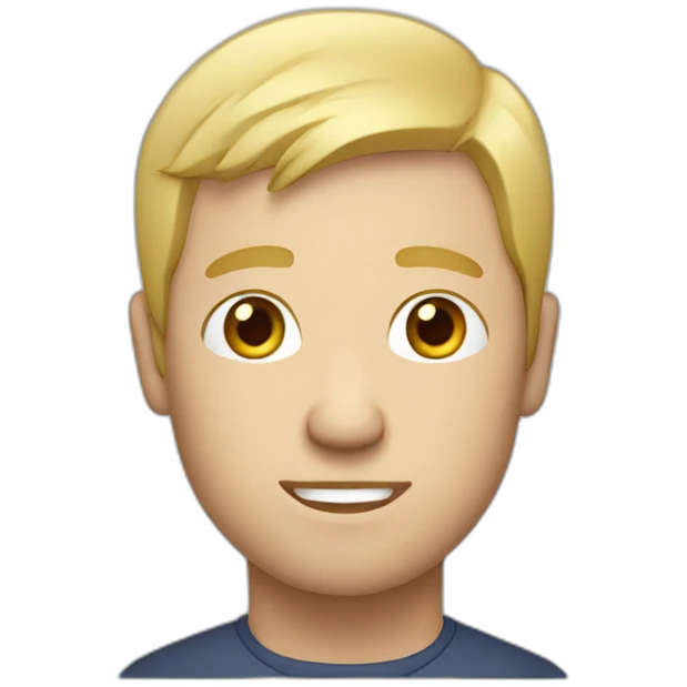 man with receding blonde hair holding iphone emoji