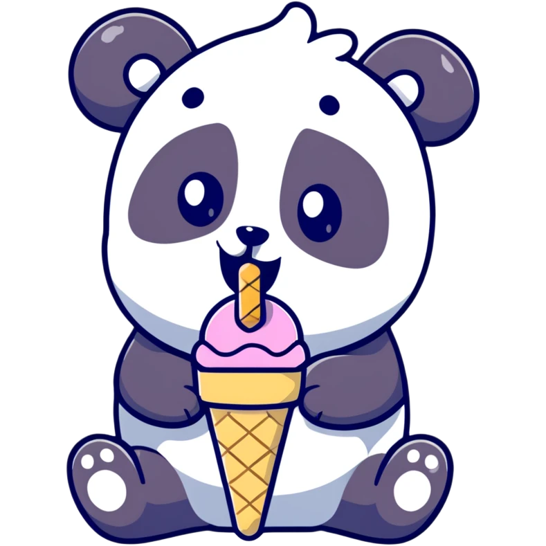 Panda eating ice cream emoji