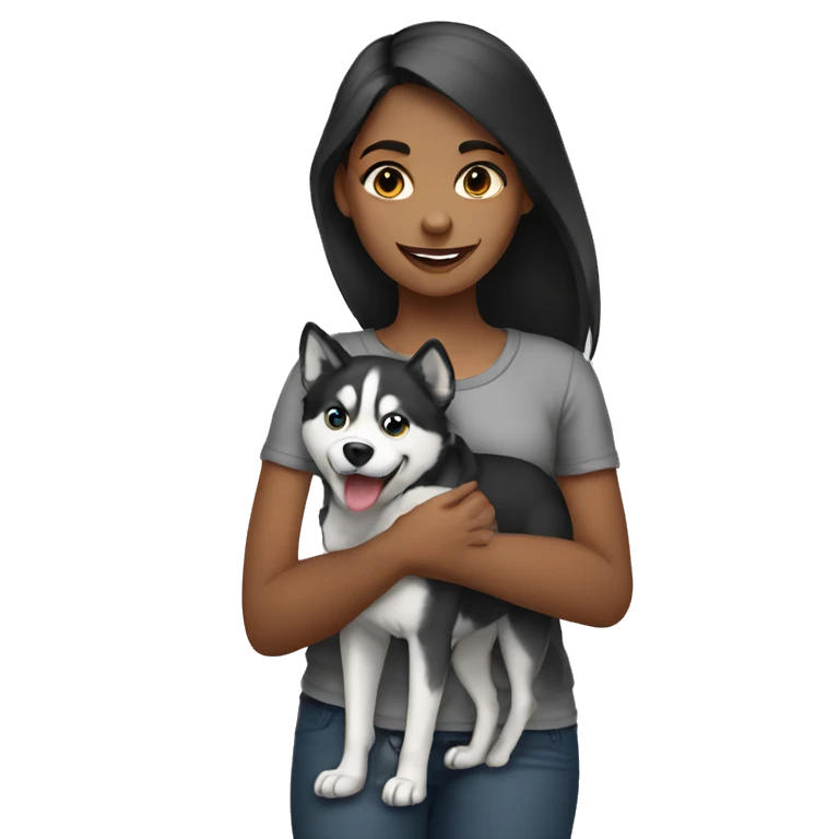Girl holding a husky emoji