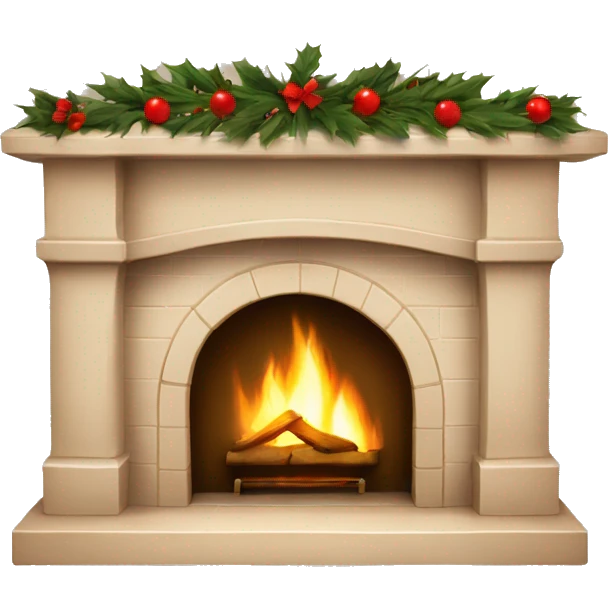 Christmas asthetic beige fireplace emoji