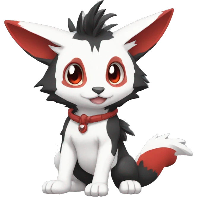 Cute cool black red white animal hybrid Fakemon full body emoji