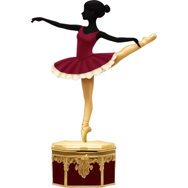burgundy music box with a silhouette of a ballerina emoji