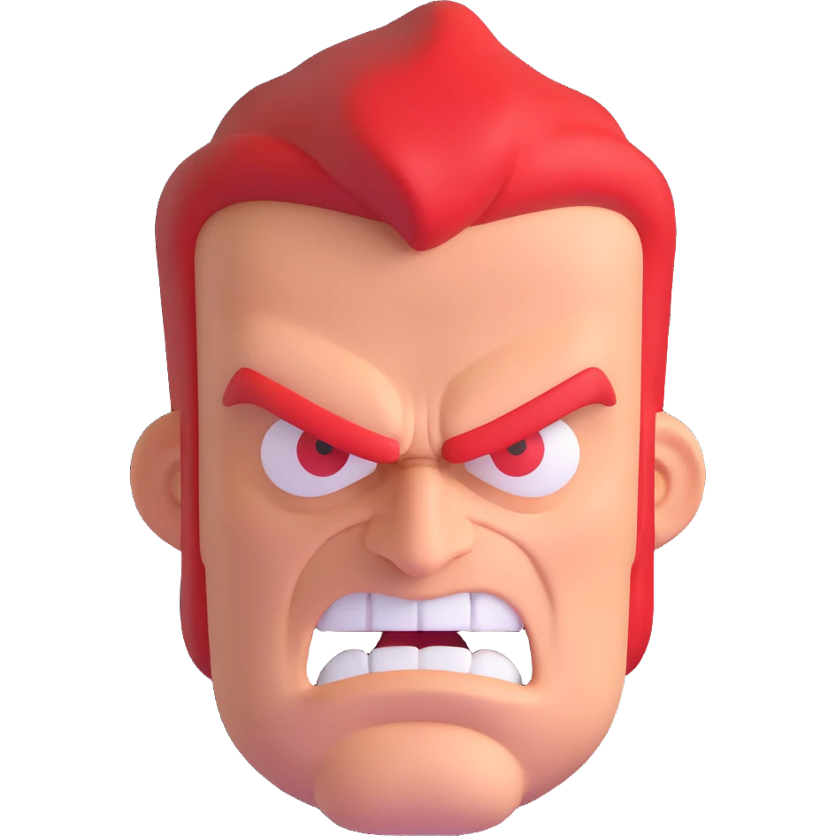 Hank J. Wimbleton, 3D emoji style, angry face emoji