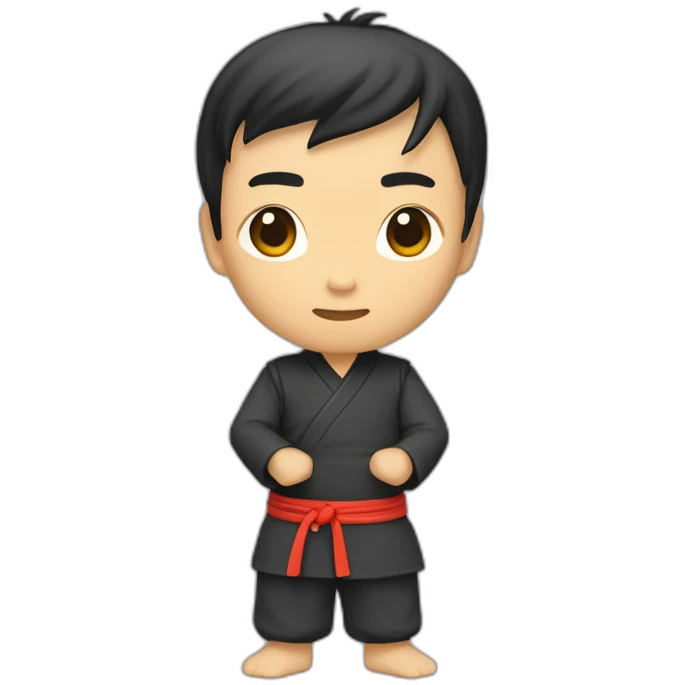 jacken chen, kongfu, full body, front back side three view emoji