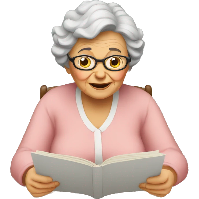 grandma reading,not understanding emoji