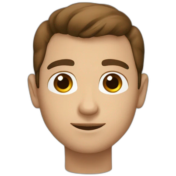 hombre joven de piel blanca, ojos marrones y tupé castaño emoji