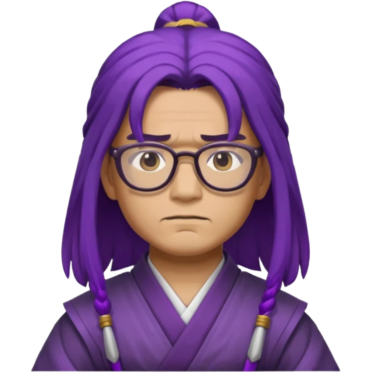 purple long hair samurai with glasses emoji