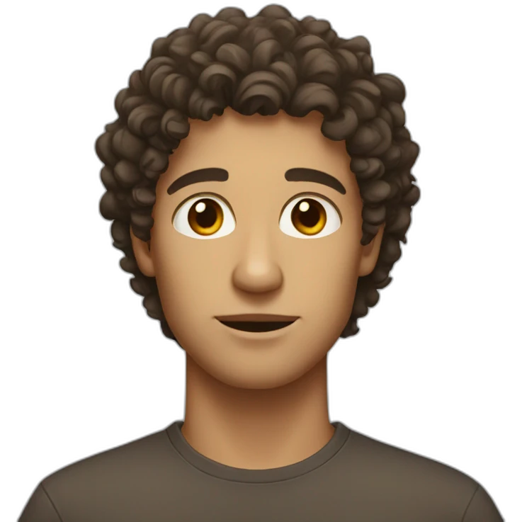 guy with curly hair and brown eyes emoji