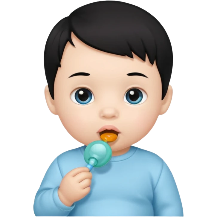a black hair baby with pacifier emoji
