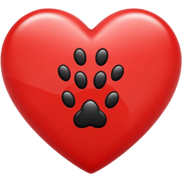 red heart with black paw prints emoji