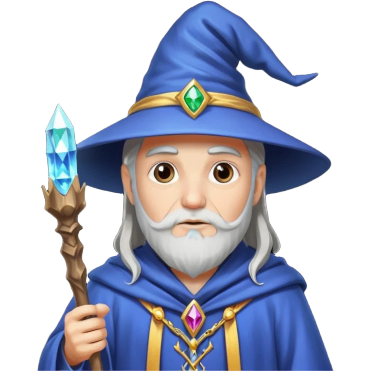 Wizard man with a crystal staff emoji