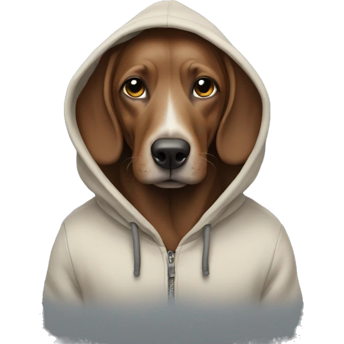 Weener wearing a hoodie emoji