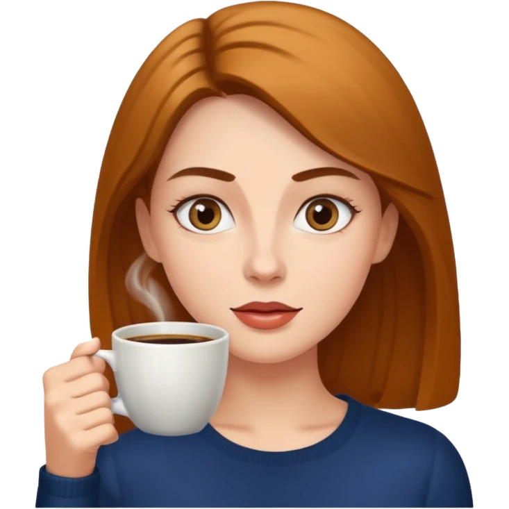 Woman drinking coffee and The edges of the eyes are wide open. emoji