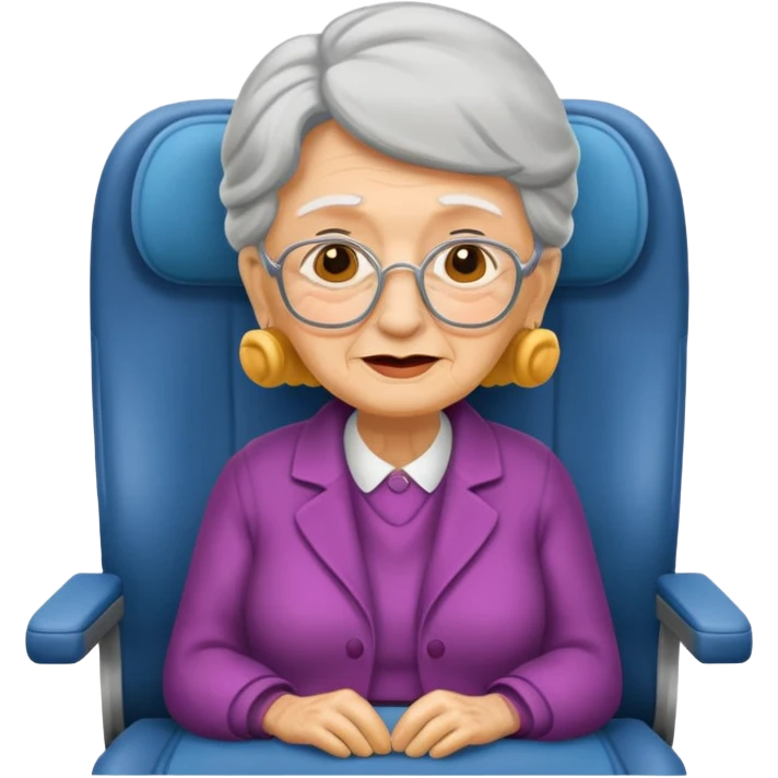 old woman passanger in plane seat emoji