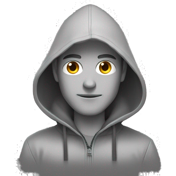 grayscale man in a hooded jacket emoji
