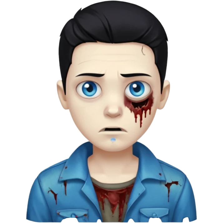 boy zombie with blue eyes and slick back middle part black hair emoji