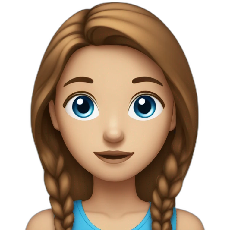 Girl who as blue eyes and long brown hair emoji