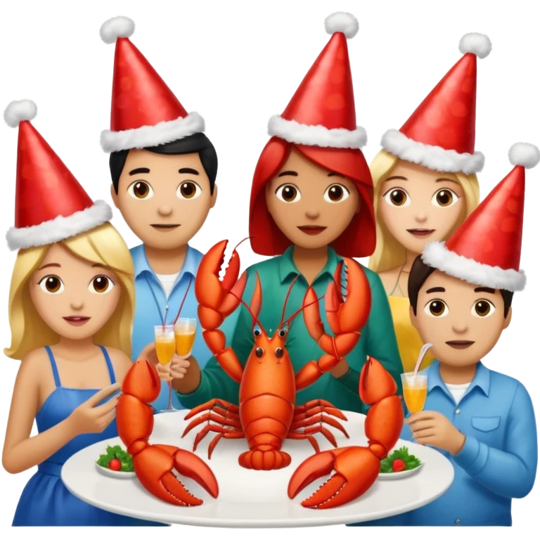 To many people eating lobster at a family party emoji