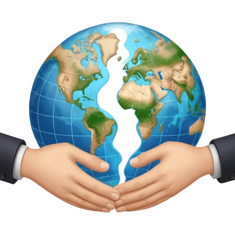 Shake hands emoji with heart and globe showing negotiation of climate change  emoji