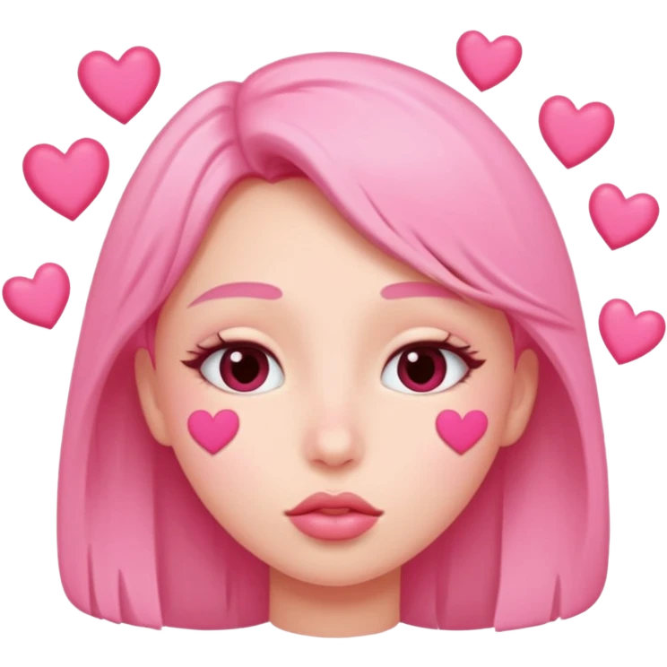 Kissy face with pink hearts surrounding emoji