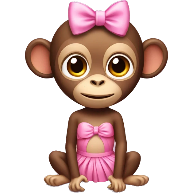 monkey in pink tutu and pink bow on head emoji