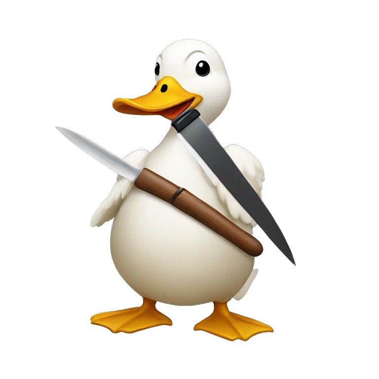 Duck holding knife emoji