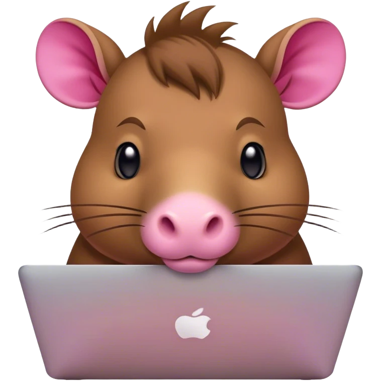 capivara  de laço rosa claro mexendo no macbook emoji