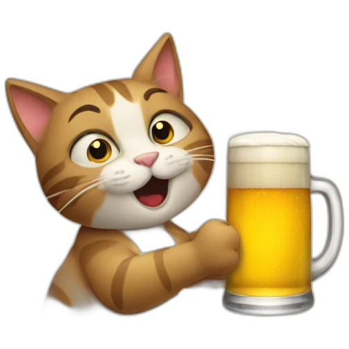a cat drinking a beer emoji