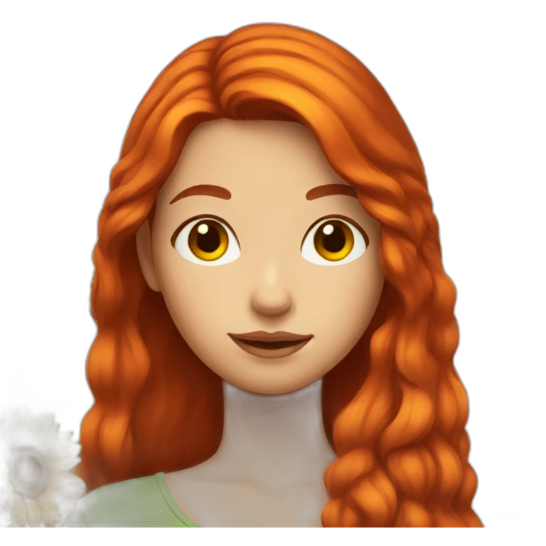 red-haired girl with a sunflower emoji