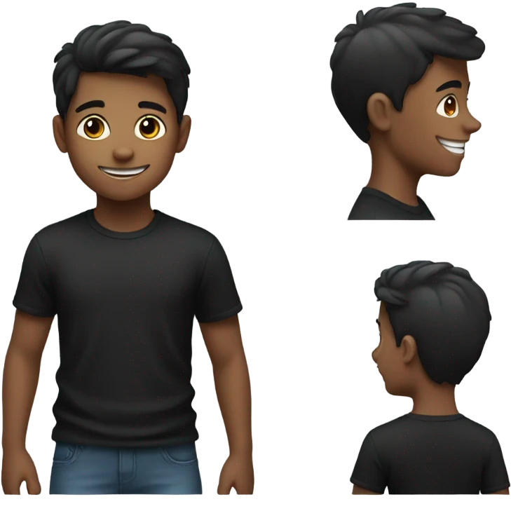 smiling boy in black shirt emoji