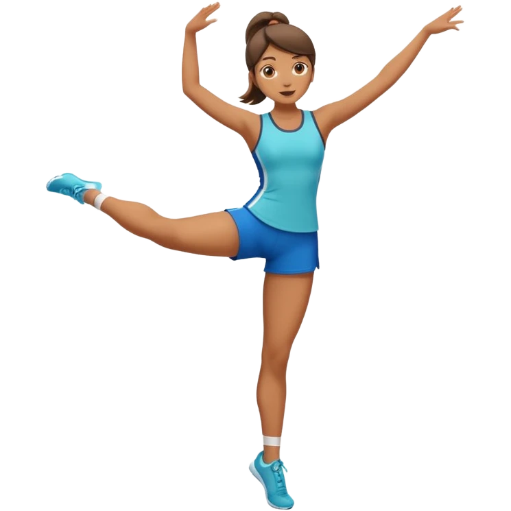 The girl stands on one leg, raising her leg to the very top  emoji