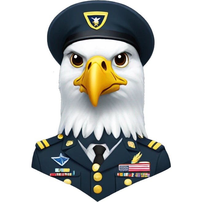 Bald eagle wearing us army uniform emoji